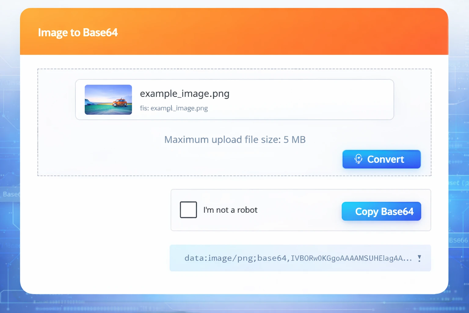 Convert Image to Base64 Online - Free Tool